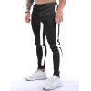 Pantalon de Jogging Décontracté Long en Blocs de Couleurs Zippé à Pieds Etroits à Cordon - Noir XL