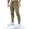 Pantalon de Jogging Décontracté Long Zippé à Pieds Etroits en Couleur Unie à Cordon - Vert clair S