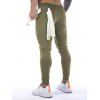Pantalon de Jogging Décontracté Long Zippé à Pieds Etroits en Couleur Unie à Cordon - Vert clair XXL