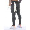 Pantalon de Jogging Décontracté Long Zippé à Pieds Etroits en Couleur Unie à Cordon - Gris Foncé S