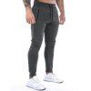 Pantalon de Jogging Décontracté Long Zippé à Pieds Etroits en Couleur Unie à Cordon - Gris Foncé XXL