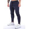 Pantalon de Jogging Décontracté Long Zippé à Pieds Etroits en Couleur Unie à Cordon - Bleu profond L