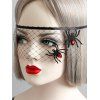 Masque de Visage D'Halloween en Maille Transparente Motif Araignée en Strass - Noir 