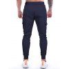 Sports Sweatpants Drawstring Pockets Beam Feet Striped Casual Long Jogger Pants - DEEP BLUE XXL