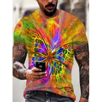 

Psychedelic Butterfly Allover Print T Shirt Short Sleeve Round Neck Summer T Shirt, Multicolor