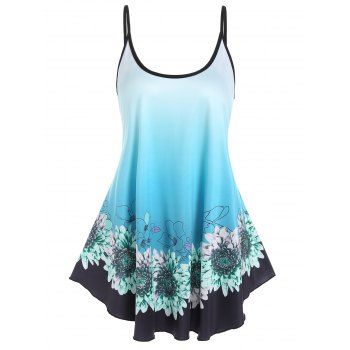 Ombre Flower Print Tank Top Ad