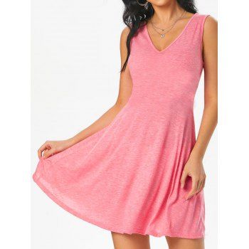 Casual Dress Hollow Out Lace Insert Draped V Neck High Waisted A Line Mini Dress