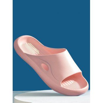 

Pure Color Cut Out Non Slip Bathroom Indoor Platform Slippers, Light pink