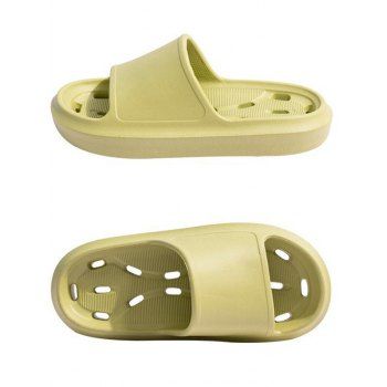 

Hollow Out Leaky Non Slip Deodorant Bathroom Platform Indoor Slippers, Light green