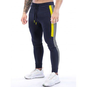 Colorblock Panel Sweatpants Drawstring Elastic Waist Sport Casual Jogger Pants