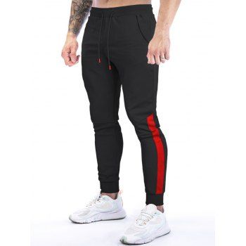

Colorblock Sweatpants Drawstring Elastic Waist Sport Casual Jogger Pants, Black