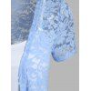 See Thru Open Front Flower Lace Top Pure Color Camisole Set And Denim 3D Print Cropped Jeggings Casual Outfit - LIGHT BLUE S