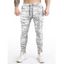 Pantalon de Sport à Imprimé Camouflage Zippé Taille Elastique à Cordon - Blanc M