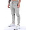 Pantalon de Jogger Décontracté à Taille Élastique avec Poches à Zip à Cordon - Gris Clair XL