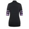 Plus Size & Curve T Shirt Plaid Print Faux Twinset T-shirt Cinched Tie Crossover Tee - BLACK 1XL