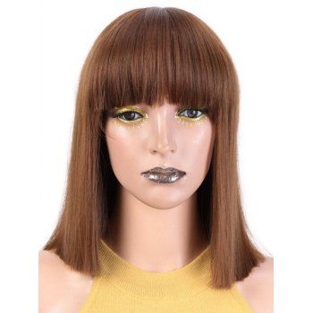 

Bob Wig Short Straight Full Bang Synthetic Wig, Coffee