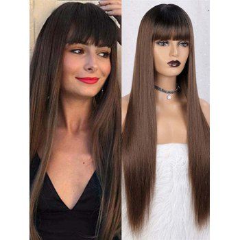 

Long Straight Full Bang Ombre Trendy Synthetic Wig, Multicolor b