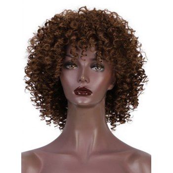 

Short Full Bang African Curly Trendy Synthetic Wig, Deep coffee