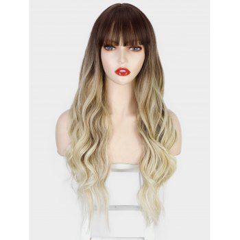

Wavy Wig Long Full Bang Ombre Trendy Synthetic Wig, Multicolor b