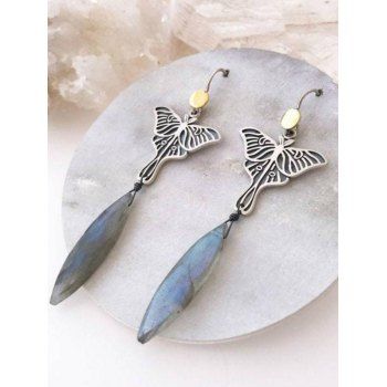 

Vintage Drop Earrings Hollow Out Butterfly Faux Gem Trendy Earrings, Silver