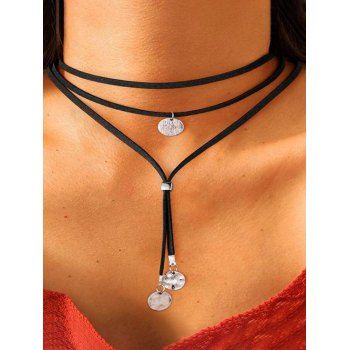 Fashion Women Layered Necklace Adjustable Chain Geometric Charms Gothic Necklace Jewelry Online Black
