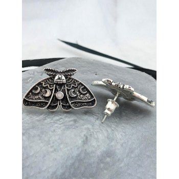 Gothic Stud Earrings Moth Shaped Moon Print Trendy Earrings