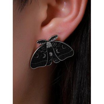 Fashion Women Gothic Stud Earrings Moth Shaped Moon Print Trendy Earrings Jewelry Online Silver
