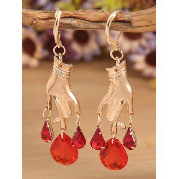 

Waterdrop Artificial Diamond Hand Shape Drop Earrings, Golden