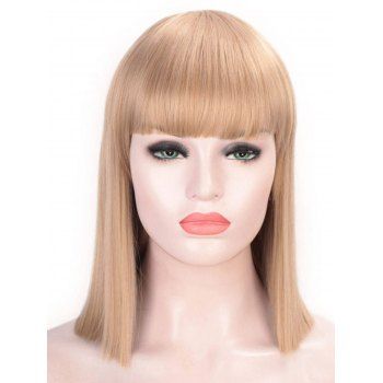 

Short Wig Straight Bob Full Bang Synthetic Wig, Light yellow