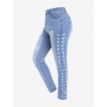 

Plus Size Ripped Faded Skinny Jeans, Light blue