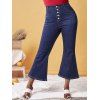 Jean Boutonné de Grande Taille à Ourlet de Cloche - Bleu profond 2X