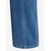 Plus Size Belted Topstitching Wide Leg Jeans - DEEP BLUE 3X