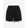 Plus Size Studs Distressed Raw Hem Denim Shorts - BLACK 5X