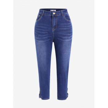 

Plus Size Faded Crisscross Ninth Jeans, Deep blue