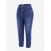 Plus Size Faded Crisscross Ninth Jeans - DEEP BLUE L
