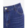Plus Size Faded Crisscross Ninth Jeans - DEEP BLUE L