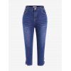 Plus Size Faded Crisscross Ninth Jeans - DEEP BLUE 3X