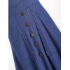 Robe Mi-Longue Décontractée Boutonnée en Couleur Unie à Taille Haute avec Poches - Bleu M