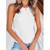 Knit Tank Top Solid Color Tank Top Ribbed Round Collar Casual Summer Top - WHITE XL