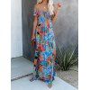Vacation Dress Shirred Dress Floral Colorful Print Crossover Off the Shoulder Slit High Waisted A Line Maxi Dress - multicolor XXL