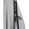 Robe Mi-Longue Gothique Haute Basse Superposée Œillet sans Manches à Lacets en Ligne A - Gris Clair M