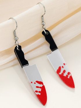 Halloween Blood Knife Punk Hook Drop Earrings