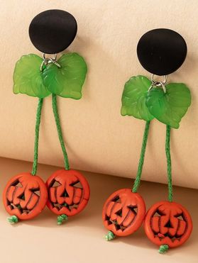 Halloween Hollow Out Cartoon Pumpkin Leaf Hanging Earrings