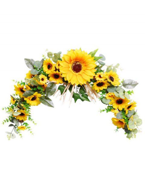 Home Decor Sunflower Simulation Flower Horn Wreath