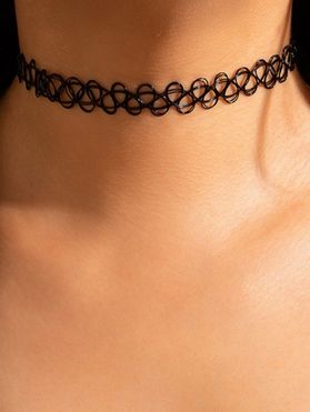 Hollow Out Geometric Pattern Solid Color Trendy Gothic Choker