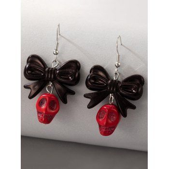 

Halloween Drop Earrings Colorblock Bowknot Skull Gothic Earrings, Multicolor