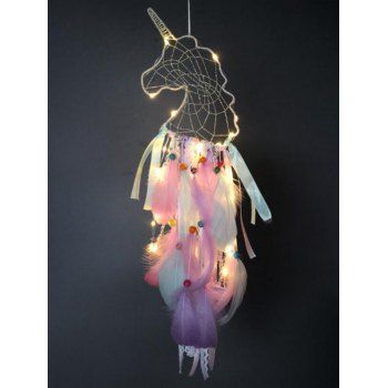 

Unicorn Dream Catcher Colored Feather Bedroom Indoor Decoration, Multicolor