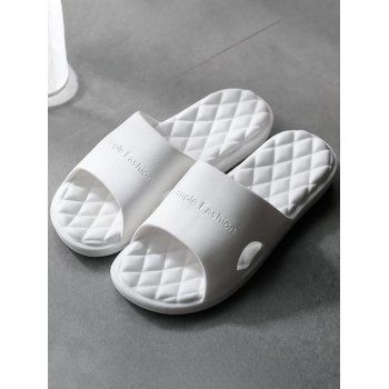 

Indoor Slippers Solid Color Letter Anti-slip Textured Bathroom Slippers, White