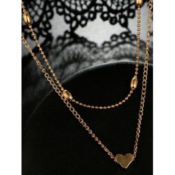 Fashion Women Solid Color Heart Layered Necklace Jewelry Online Golden