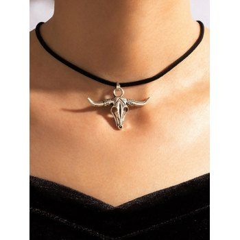 Fashion Women Gothic Necklace Cow Pendant Trendy Choker Jewelry Online Black
